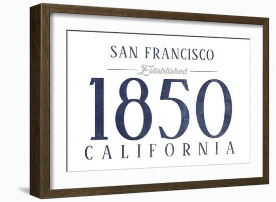 San Francisco, California - Established Date (Blue)-Lantern Press-Framed Art Print