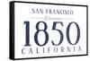 San Francisco, California - Established Date (Blue)-Lantern Press-Framed Stretched Canvas