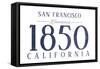 San Francisco, California - Established Date (Blue)-Lantern Press-Framed Stretched Canvas