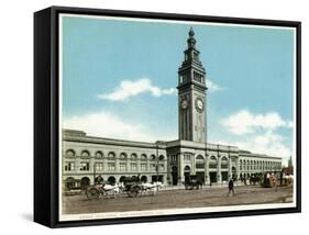 San Francisco, California - Exterior View of the Ferry Building with Clocktower-Lantern Press-Framed Stretched Canvas