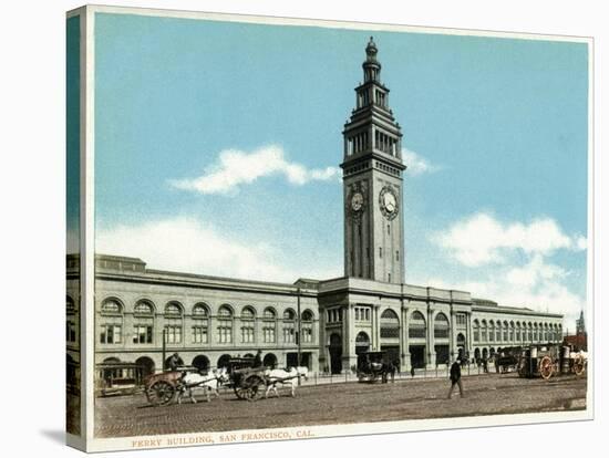 San Francisco, California - Exterior View of the Ferry Building with Clocktower-Lantern Press-Stretched Canvas