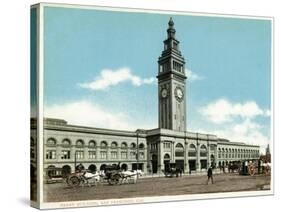 San Francisco, California - Exterior View of the Ferry Building with Clocktower-Lantern Press-Stretched Canvas