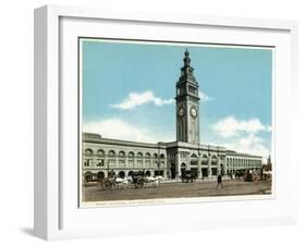 San Francisco, California - Exterior View of the Ferry Building with Clocktower-Lantern Press-Framed Art Print