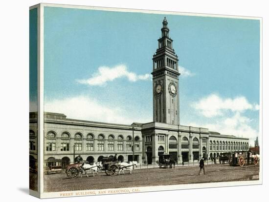 San Francisco, California - Exterior View of the Ferry Building with Clocktower-Lantern Press-Stretched Canvas