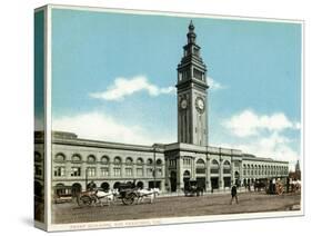 San Francisco, California - Exterior View of the Ferry Building with Clocktower-Lantern Press-Stretched Canvas