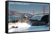 San Francisco, California - Golden Gate Bridge and Beach-Lantern Press-Framed Stretched Canvas