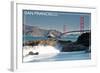 San Francisco, California - Golden Gate Bridge and Beach-Lantern Press-Framed Art Print