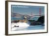 San Francisco, California - Golden Gate Bridge and Beach-Lantern Press-Framed Art Print