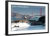 San Francisco, California - Golden Gate Bridge and Beach-Lantern Press-Framed Art Print