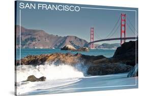 San Francisco, California - Golden Gate Bridge and Beach-Lantern Press-Stretched Canvas