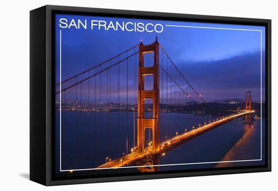 San Francisco, California - Golden Gate Bridge and Skyline-Lantern Press-Framed Stretched Canvas