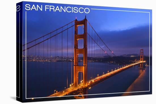 San Francisco, California - Golden Gate Bridge and Skyline-Lantern Press-Stretched Canvas