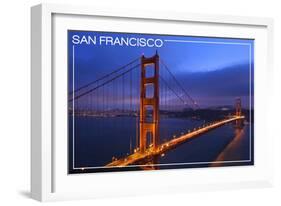 San Francisco, California - Golden Gate Bridge and Skyline-Lantern Press-Framed Art Print