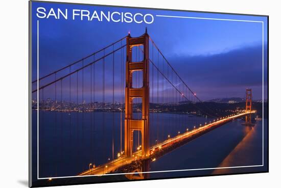 San Francisco, California - Golden Gate Bridge and Skyline-Lantern Press-Mounted Art Print