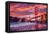 San Francisco, California - Golden Gate Bridge and Sunset-Lantern Press-Framed Stretched Canvas