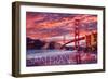 San Francisco, California - Golden Gate Bridge and Sunset-Lantern Press-Framed Art Print