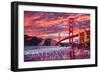 San Francisco, California - Golden Gate Bridge and Sunset-Lantern Press-Framed Art Print