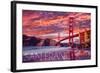 San Francisco, California - Golden Gate Bridge and Sunset-Lantern Press-Framed Art Print