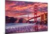 San Francisco, California - Golden Gate Bridge and Sunset-Lantern Press-Mounted Art Print