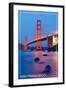 San Francisco, California - Golden Gate Bridge at Night-Lantern Press-Framed Art Print