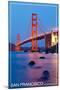 San Francisco, California - Golden Gate Bridge at Night-Lantern Press-Mounted Art Print