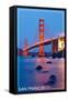 San Francisco, California - Golden Gate Bridge at Night-Lantern Press-Framed Stretched Canvas