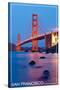 San Francisco, California - Golden Gate Bridge at Night-Lantern Press-Stretched Canvas