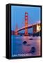 San Francisco, California - Golden Gate Bridge at Night-Lantern Press-Framed Stretched Canvas