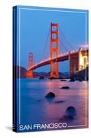 San Francisco, California - Golden Gate Bridge at Night-Lantern Press-Stretched Canvas
