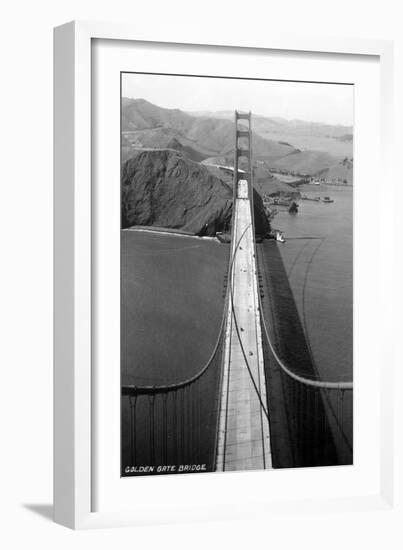 San Francisco, California - Golden Gate Bridge from Bridge Pinnacle-Lantern Press-Framed Art Print