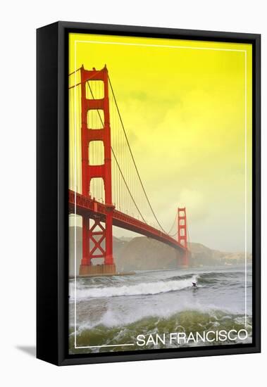 San Francisco, California - Golden Gate Bridge Yellow Sky-Lantern Press-Framed Stretched Canvas