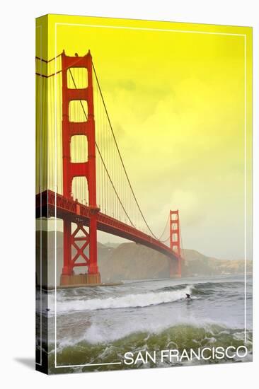 San Francisco, California - Golden Gate Bridge Yellow Sky-Lantern Press-Stretched Canvas