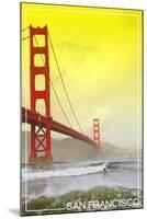 San Francisco, California - Golden Gate Bridge Yellow Sky-Lantern Press-Mounted Art Print