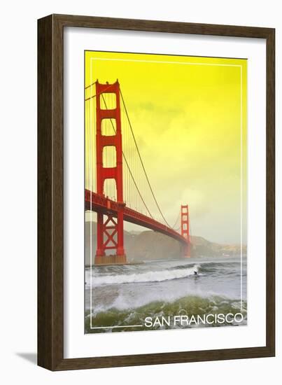 San Francisco, California - Golden Gate Bridge Yellow Sky-Lantern Press-Framed Art Print