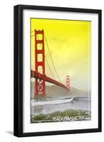 San Francisco, California - Golden Gate Bridge Yellow Sky-Lantern Press-Framed Art Print