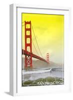 San Francisco, California - Golden Gate Bridge Yellow Sky-Lantern Press-Framed Art Print