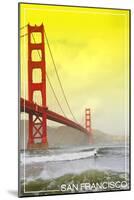 San Francisco, California - Golden Gate Bridge Yellow Sky-Lantern Press-Mounted Art Print