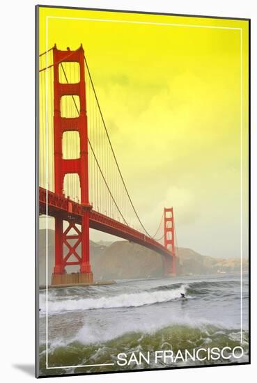 San Francisco, California - Golden Gate Bridge Yellow Sky-Lantern Press-Mounted Art Print