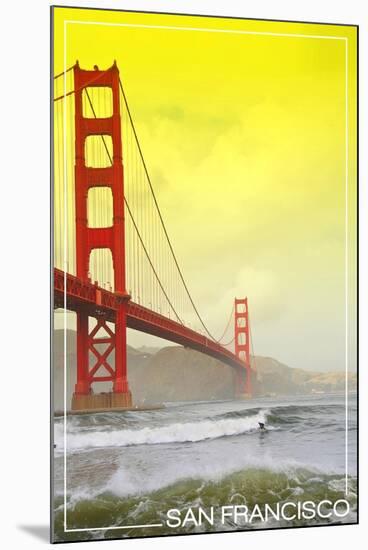 San Francisco, California - Golden Gate Bridge Yellow Sky-Lantern Press-Mounted Art Print