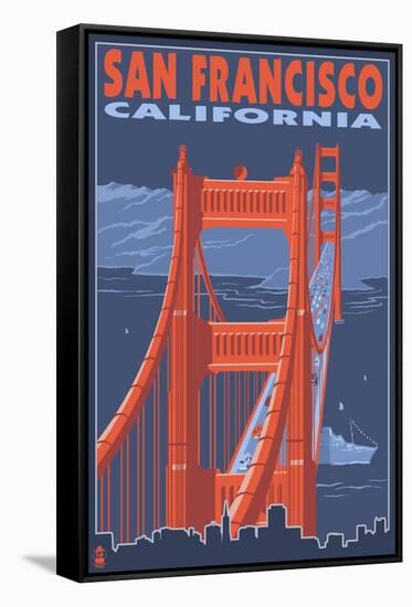 San Francisco, California - Golden Gate Bridge-Lantern Press-Framed Stretched Canvas