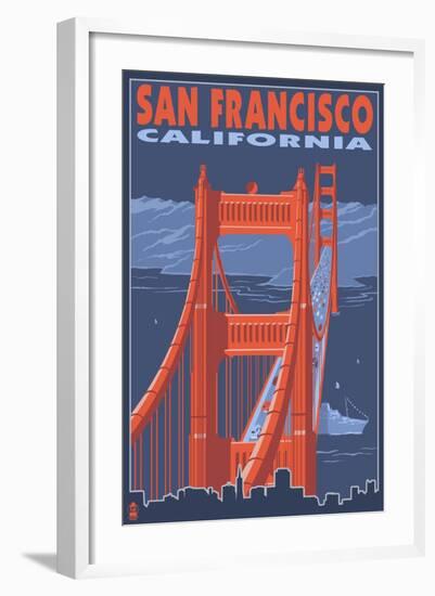 San Francisco, California - Golden Gate Bridge-Lantern Press-Framed Art Print