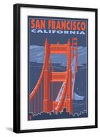 San Francisco, California - Golden Gate Bridge-Lantern Press-Framed Art Print