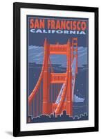 San Francisco, California - Golden Gate Bridge-Lantern Press-Framed Art Print