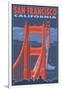 San Francisco, California - Golden Gate Bridge-Lantern Press-Framed Art Print