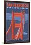 San Francisco, California - Golden Gate Bridge-Lantern Press-Framed Art Print