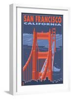 San Francisco, California - Golden Gate Bridge-Lantern Press-Framed Art Print