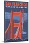 San Francisco, California - Golden Gate Bridge-Lantern Press-Mounted Art Print