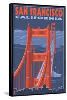 San Francisco, California - Golden Gate Bridge-Lantern Press-Framed Stretched Canvas