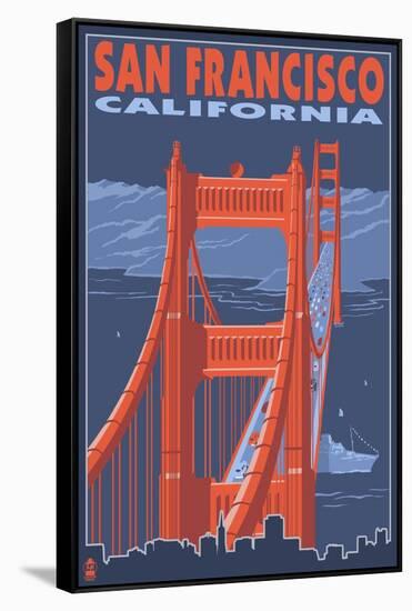 San Francisco, California - Golden Gate Bridge-Lantern Press-Framed Stretched Canvas