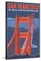 San Francisco, California - Golden Gate Bridge-Lantern Press-Stretched Canvas